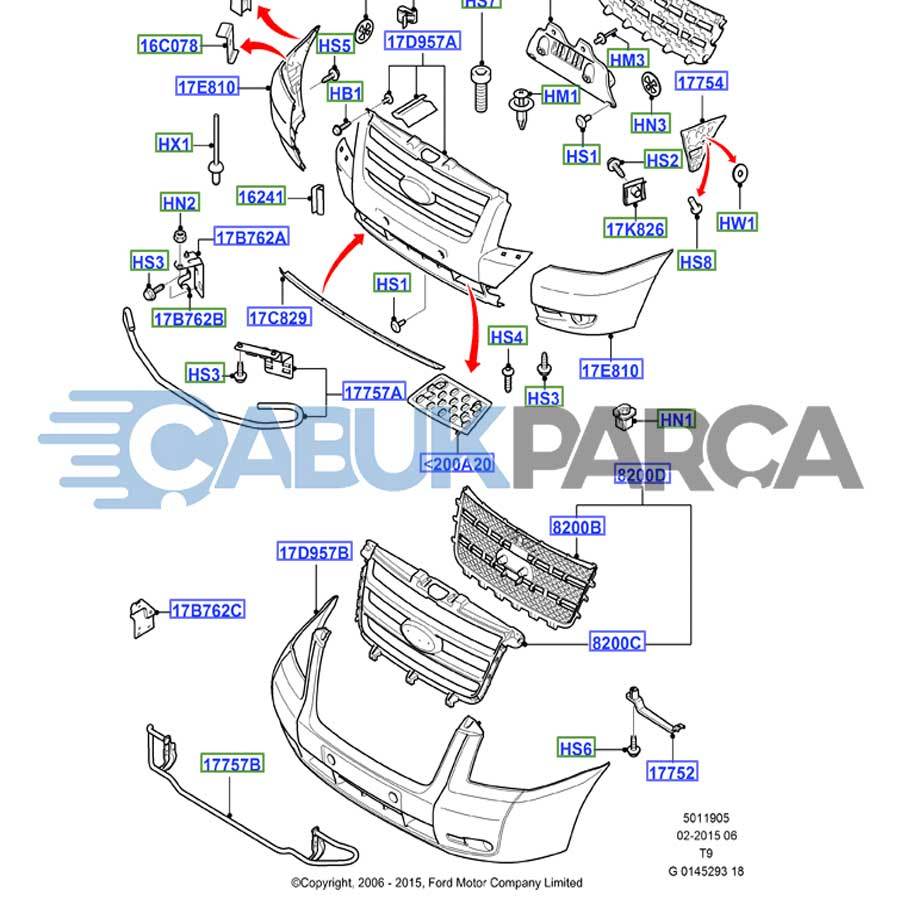 ÖN TAMPON KOMPLE SİS FARSIZ 200 PS V347