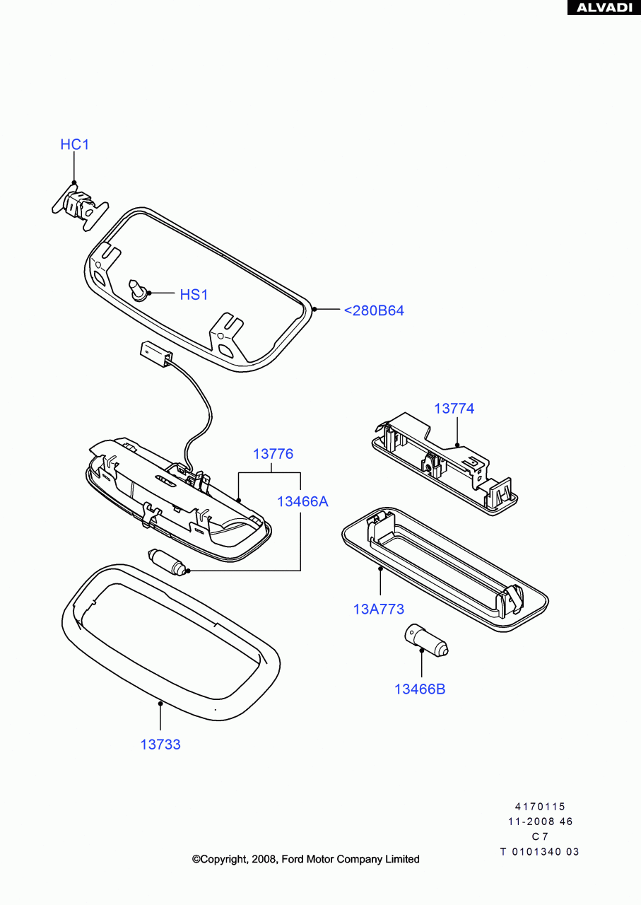 FORD CONNECT TAVAN LAMBASI ÇERÇEVESİ 02